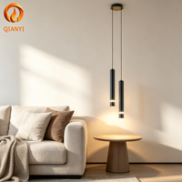 Lustre LED moderne à tête unique, suspension cylindrique en aluminium, design original, noir, avec cordon, pour chambre à coucher