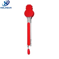 Pinces de cuisine en silicone de qualité alimentaire avec design de bonhomme de neige de Noël en couleur personnalisée, avec poignée en acier inoxydable antidérapante et durable