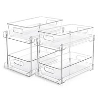 2 Tier Clear Organizer mit Trennwänden Mehrzweck-Ausziehbarer Aufbewahrung behälter Badezimmer-Waschtisch-Organisation stablett
