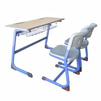 Ensemble de bureau et chaise double ergonomique moderne en métal réglable pour l'école