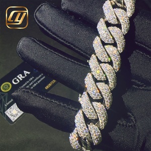 Moissanite 15mm 925 Sterling Silver VVS Moissanite Diamond <b>Iced</b> <b>Out</b> Cuban Link <b>Chain</b> Hip Hop Jewelry Bracelet Cuban Link - Product Image 3