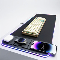 Tapis de souris de jeu RGB personnalisé en usine, tapis de bureau imprimé avec image personnalisée et support de charge sans fil intégré pour PC portable