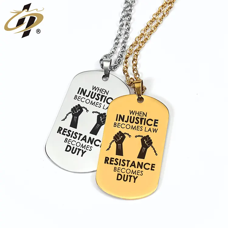 Wholesale Dog Tag Stainless Gold Silver Dog Tags Print Engraved Soft Enamel Custom Metal Logo Dog Tag Necklace