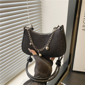 2025 Neue modische Damen-Umhängetasche Hochwertige, glänzende Umhängetasche mit ketten förmigem Polyester-Futter mit Reiß verschluss und Reiß verschluss - Product Image 2