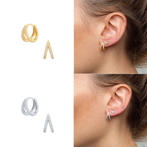 Pendientes de Plata de Ley S925 con Doble Hilera de Diamantes, Turquesa y Circonita, Pendientes de Moda para Mujer - Product Image 2