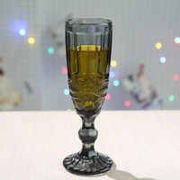 Verres à pied vintage couleur champagne pour mariage, gobelets bleus ambrés pour eau et vin