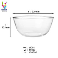 10 pouces 9 pouces bol en verre grand bol verrerie Borosilicate haute température utiliser maison cuisine mur épais échantillon de haute qualité gratuit