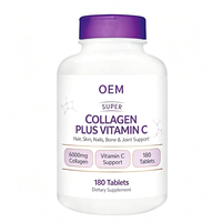 Super Collagène Plus Vitamine C 6000mg 180 Comprimés Complément OEM pour la santé des cheveux, de la peau, des ongles, des os et des articulations