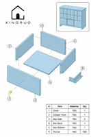 Armoire modulaire pour enfants XINGRUO, 15 tiroirs, bleu clair, unité combinée, taille personnalisée, OEM, vente en gros