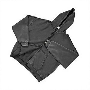 Sudaderas con Capucha para Hombre, de Alta Calidad, con Logotipo Personalizado, de Algodón Grueso, de Felpa, Tallas Grandes, Sudadera con Capucha Lavada al Ácido - Product Image 2