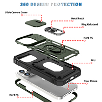 Étui de téléphone antichoc magnétique rotatif de haute qualité en TPU+PC avec protection d'objectif pour iPhone 12/13/14/15