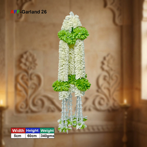 Guirlande artificielle de fleurs de Mogra avec 2 fleurs vertes AFF-Garland-26 Prix 1600 Rs/10 pièces - Product Image 3