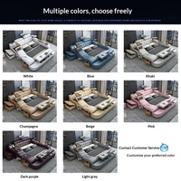 Mehrfarbiges Italienisches Design Kingsize Modernes Lederbett mit Stauraum Intelligente Massage- & Projektionsfunktionen