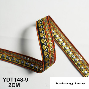 Nastro <span class=keywords><strong>in</strong></span> <span class=keywords><strong>Pizzo</strong></span> con Paillettes Dorate Larghezza 2 cm Bordura <span class=keywords><strong>in</strong></span> <span class=keywords><strong>Pizzo</strong></span> Ricamato Brillante per Decorazione Abbigliamento - Product Image 6