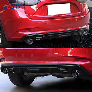 Difusor de Labio para Parachoques Trasero de Coche en ABS Negro Brillante con Aspecto de Fibra de Carbono y Luz de Freno para <span class=keywords><strong>Mazda</strong></span> <span class=keywords><strong>3</strong></span> Tercera Generación BM BN Axela <span class=keywords><strong>3</strong></span> Sedán 2014-2018 - Product Image 3