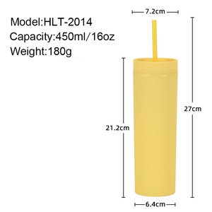 Hot Selling Custom Double Multi-color Simple Rubber Paint 16OZ Sealed Straight Sippy <b>Cup</b> - Product Image 2