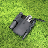 En stock, organiseur de poche EDC en cuir véritable, pochette à outils multi-poches avec clip de ceinture pour lampe torche, couteau et stylo