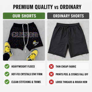 Pantalones Cortos Casuales de Felpa Francesa de Alta Calidad de 280 g/m² para <span class=keywords><strong>Hombre</strong></span>, Pantalones Cortos Deportivos con Pedrería Personalizados, Pantalones Cortos de Baloncesto Holgados para <span class=keywords><strong>Hombre</strong></span> - Product Image 2