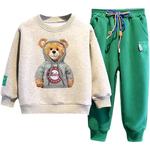 Kids Clothing Wholesale Spring Winter Boy Set Solid Bear Hoodie Trousers Kids Clothing Set Boy Set