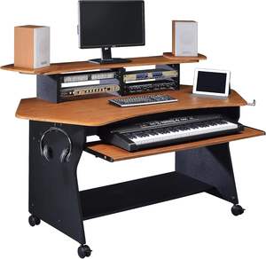 <span class=keywords><strong>Bureau</strong></span> de studio d'enregistrement musical <span class=keywords><strong>avec</strong></span> <span class=keywords><strong>plateau</strong></span> pour clavier de piano, table de travail pour studio d'enregistrement <span class=keywords><strong>avec</strong></span> supports, étagère inférieure - Product Image 4