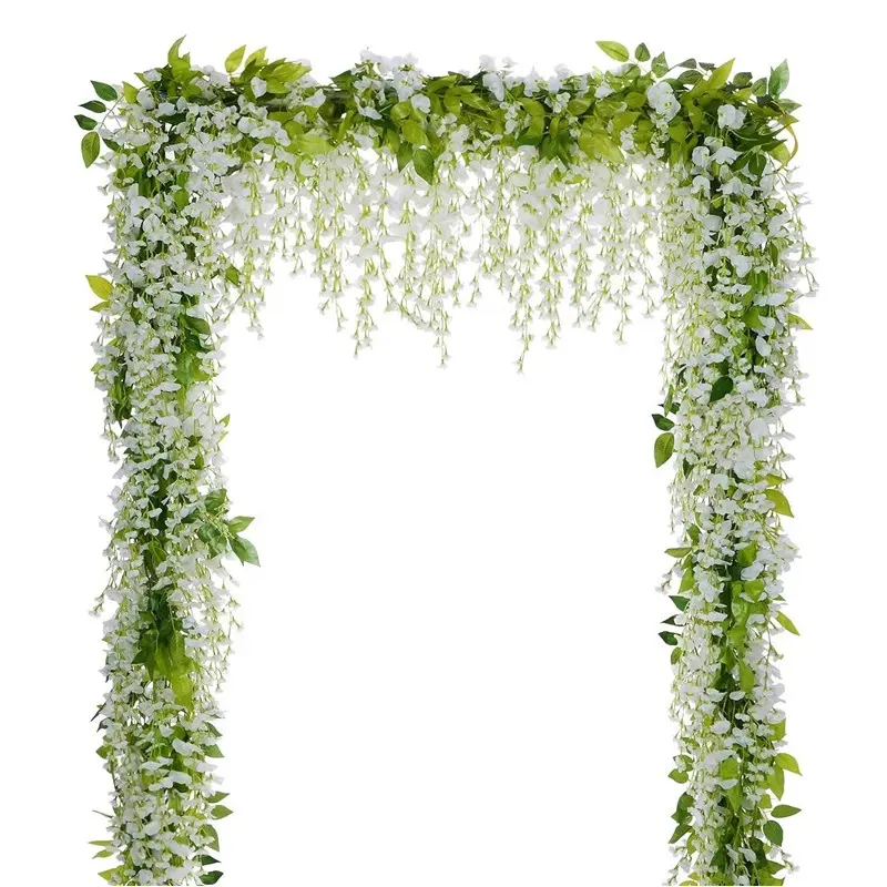 الوستارية الزهور الاصطناعية الطوق كرمة الحرير شنقا زهرة للمنزل حديقة في الهواء الطلق حفل الزفاف قوس الزهور ديكور