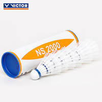 Volants de badminton en nylon VICTOR NS2000, tête en liège pleine, vol stable, pour entraînement économique, 6 pièces/tube