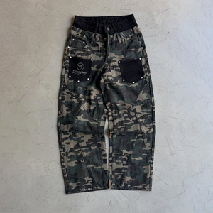 <span class=keywords><strong>Jeans</strong></span> vintage personnalisés à imprimé camouflage, coupe large, taille mi-haute, en denim tissé, avec strass, délavage effet usé, pour hommes, faible MOQ - Product Image 2