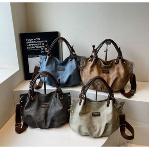 Bolso de Mano Vintage Casual de Moda, Impermeable, con Cierre de Cremallera, Gran Capacidad, para Mujer, con Dos Asas y Correa Cruzada Extraíble - Product Image 4