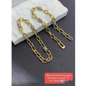 Luxueuze orthodoxe 18K gouden tweekleurige schakelketting met verstelbare lengte, bruidscollier voor dames - Product Image 1