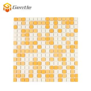 Nouveau Design Personnalisé Design D'intérieur Usine Prix Salle De Bain Mosaïque coloré Blanc Orange Carré En Porcelaine Pleine Masse Mosaïque