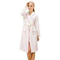 Peignoir de Bain Gaufré 100% Coton Luxe Hôtelier Super Doux à Manches Longues pour Adultes Femmes Hommes
