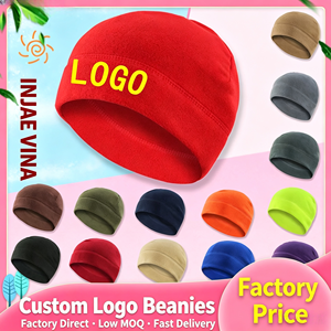 Custom Logo Embossed <b>Fleece</b> <b>Beanie</b> Hat Windproof Warm Winter Skull Cap Unisex Outdoor Sports Ski Running Plain 100% Polyester - Product Image 5