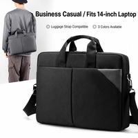 Sacoche d'ordinateur portable professionnelle 14 pouces en nylon imperméable pour hommes et femmes, mallette à main et bandoulière