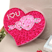 100 Savons Roses en Forme de Cœur Rouge Éternels, Cadeau Romantique pour la Saint-Valentin