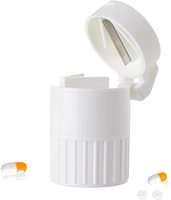 Boîte à pilules ronde Portable 4 en 1, pilulier, broyeur, séparateur de médicaments, pilulier, tablette, tasse d'eau, pilulier