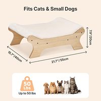 Lit surélevé pour chat, hamac pour chat avec fausse fourrure douce, bois massif, housse amovible lavable pour chats et petits chiens