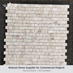 Mosaïque en travertin GOLDTOP, beige miel, avec résine argentée, feuille de maille, finition polie, pour zone humide, crédence de cuisine, mur de salle de bain - Product Image 2