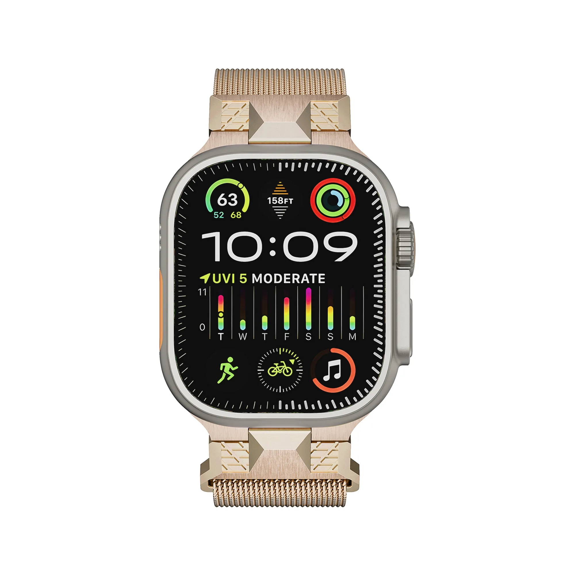 Apple Watch Correa용 럭셔리 밀라노 시계 스트랩 스테인레스 스틸 메쉬 밀라노 루프, 스테인레스 스틸 메탈 스트랩 밴드