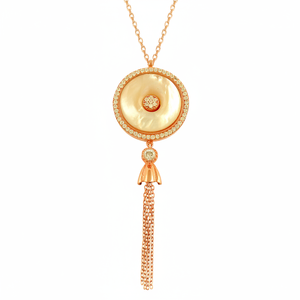 Collar con colgante de plata 925 chapado en oro rosa, collar de diseño turco, collar de perlas de madre - Product Image 2