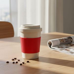 Gobelet de luxe bio-sourcé 15oz/420ml avec orifice pour paille et bec verseur, réutilisable, anti-fuite, sans BPA, emballage en boîte blanche, tasse à café en bambou - Product Image 1