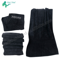 Offre Spéciale Logo brodé personnalisé, Gym sport, serviettes de cheveux pour le visage, séchage rapide, broderie noire, hôtel, microfibre, serviette de Salon