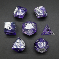 Diskon besar 7 buah Set dadu Dnd ungu biru dengan angka emas dadu Resin polihedral untuk penjara & Naga