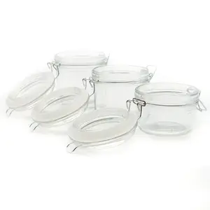 Food Storage Canister Glass Jars with Clamp Airtight Lids and Silicone Gaskets for Multi-Purpose Kitchen use