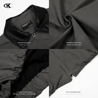 Veste en cuir pour homme sur mesure 11KN, veste de travail, veste en cuir PU, col contrasté, ourlet élastique, streetwear, vente en gros