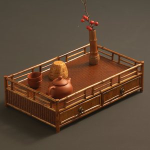 Bamboo Desktop <b>Tea</b> Table With Drawers Small <b>Tea</b> <b>Tray</b> For <b>Tea</b> Ceremony Storage Display Rack Meilu Color Anji Origin - Product Image 2