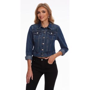 Chaqueta Vaquera Corta Personalizada para Mujer, Manga Larga, con Botones y Bolsillos - Product Image 2