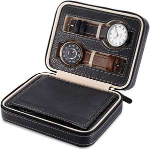 Caja de reloj con cremallera de cuero para mayores, caja de joyería de alta calidad para el hogar, 4 bolsas de almacenamiento - Product Image 2
