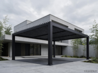 Motorisierte Aluminium-Pergola 4x4m 4x5m 4x6m Mit App-Steuerung und Verstellbarem Lamellendach für Villa Hinterhof Garten