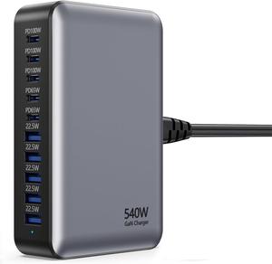 Station de charge <span class=keywords><strong>USB</strong></span> C GaN 540W à 10 ports, chargeur rapide PD 100W, hub de charge de bureau QC3.0 pour Steam Deck, compacte, idéale pour les voyages et le bureau - Product Image 1