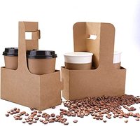 Porte-gobelets jetables en papier kraft pour boissons chaudes à emporter, support à café en papier kraft avec poignée